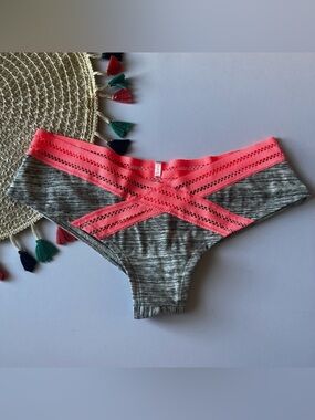 Victoria's Secret PINK Vintage Extra Low Rise Cheekster Panty Gray L NEW